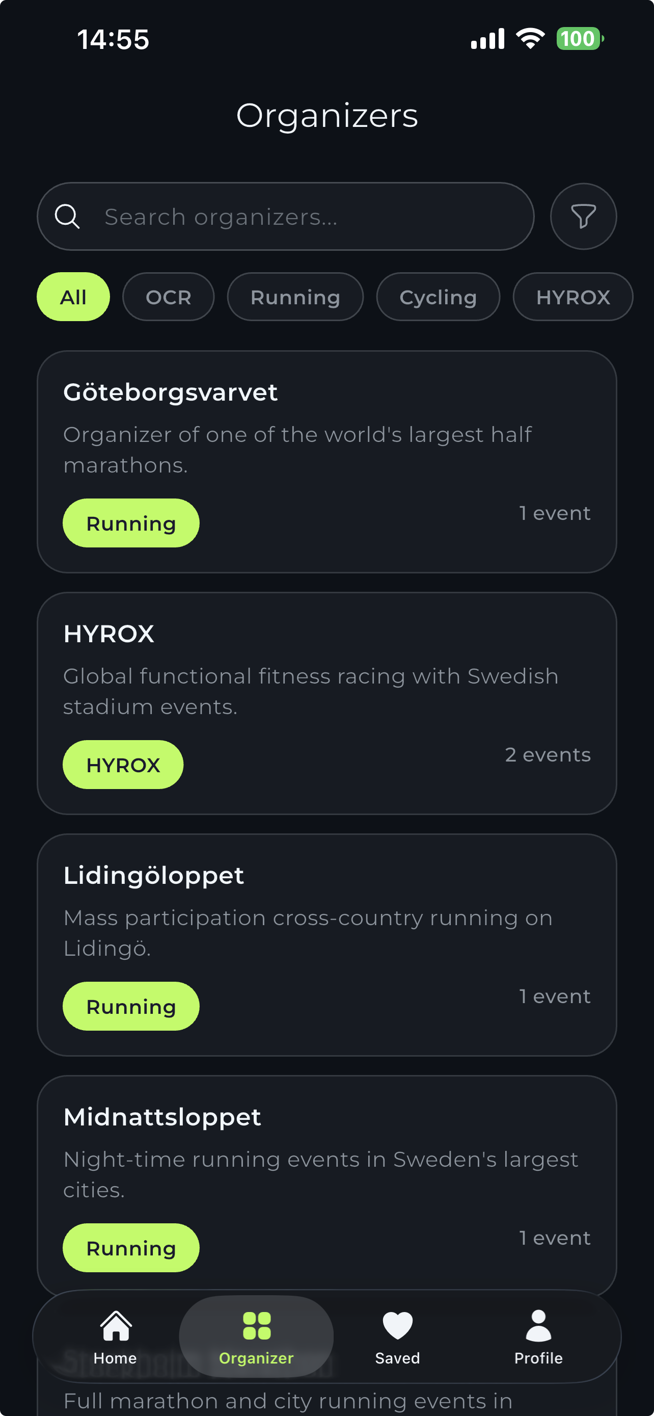 RaceHype organizers list